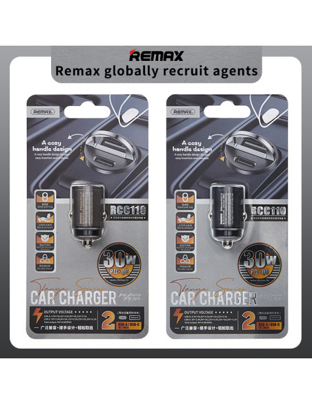 REMAX RCC110 30W greitas automobilinis įkroviklis USB + Type C