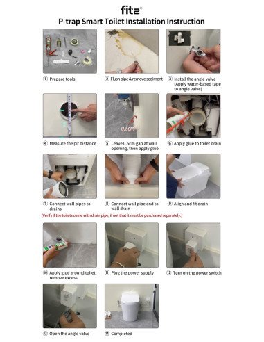 Installation guide: floor-standing P-trap smart toilet