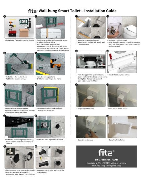 Installation guide: wall-hung smart toilet with built-in tank