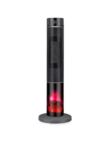 Hausberg HB-8228NG Digital Fireplace Tower Heater with Fan 2000 W, Black