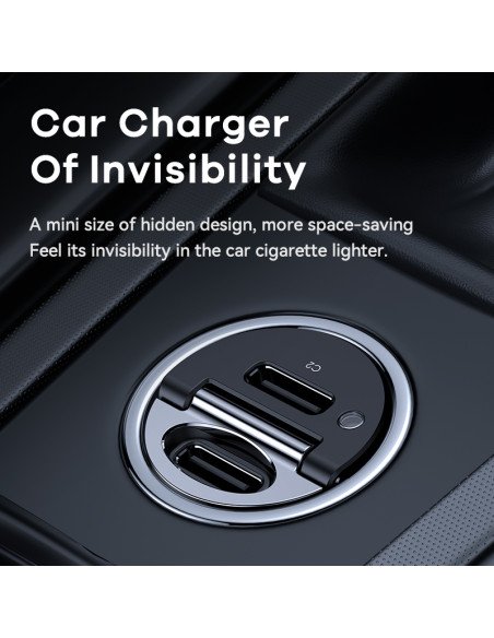Automobilinis įkroviklis REMAX RCC332 30W PD+QC 2×USB-C, greitas — vaizdas 3