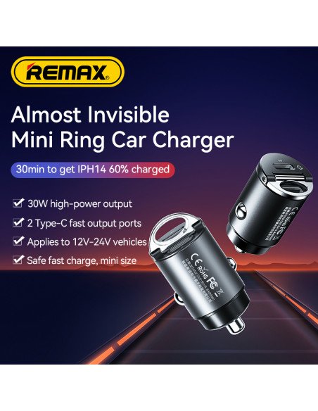REMAX Fast Car Charger 30W PD+QC 2×USB-C RCC332 — view 10