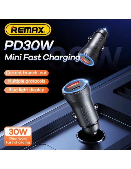 REMAX Seaya Series 30W PD+QC greitas automobilinis įkroviklis RCC335 tamsiai pilkas