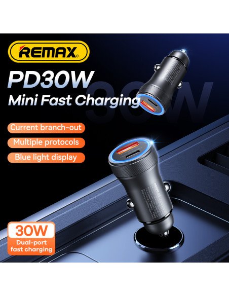 REMAX Fast Car Charger 30W PD+QC USB + USB-C RCC335 Tarnish — view 9