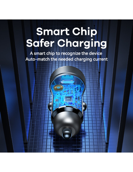 REMAX Seaya Series 30W PD+QC greitas automobilinis įkroviklis RCC335 tamsiai pilkas