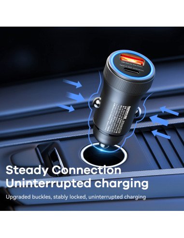 Automobilinis įkroviklis REMAX RCC335 30W PD+QC USB + USB-C, tamsiai pilkas — vaizdas 7