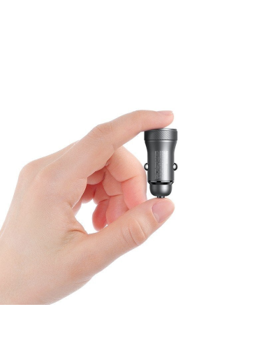 Automobilinis įkroviklis REMAX RCC335 30W PD+QC USB + USB-C, tamsiai pilkas — vaizdas 2