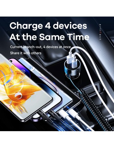 REMAX Fast Car Charger 52.5W with USB-C + Lightning Spring Cable RCC336 — view 6