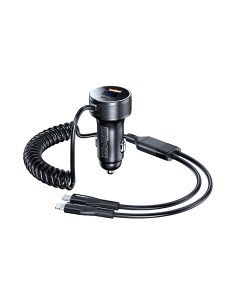Automobilinis įkroviklis REMAX RCC336 52.5W su USB-C + Lightning spyruokliniu kabeliu, greitas