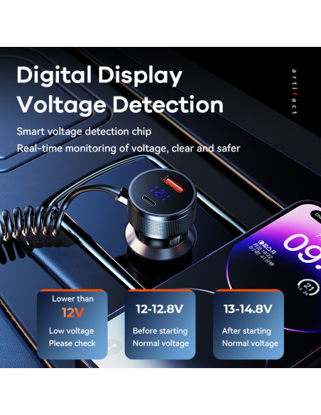 REMAX 52.5W Fast Car Charger with C+ L Spring Cable  RCC336
