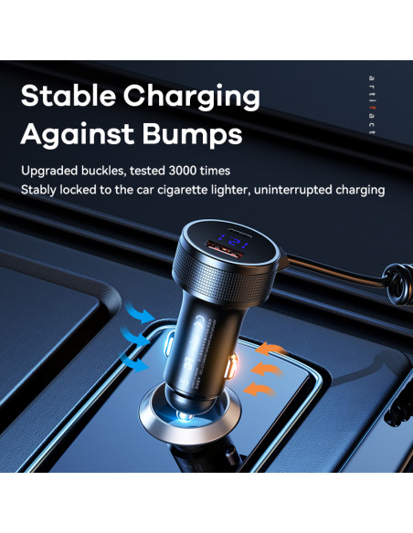 REMAX Saga 52.5 W greitasis automobilinis įkroviklis su C+ L spyruokliniu kabeliu RCC336