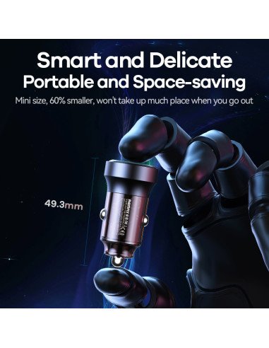 Automobilinis įkroviklis REMAX RCC338 30W PD+QC Cyberpunk, greitas — vaizdas 4