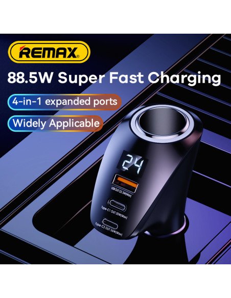 REMAX Fast Car Charger 88.5W 2×USB-C + USB with Display RCC339 — view 7