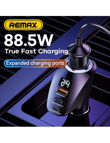 REMAX Fast Car Charger 88.5W 2×USB-C + USB with Display RCC339 — view 8