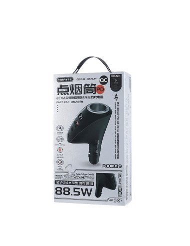 REMAX Fast Car Charger 88.5W 2×USB-C + USB with Display RCC339 — view 2