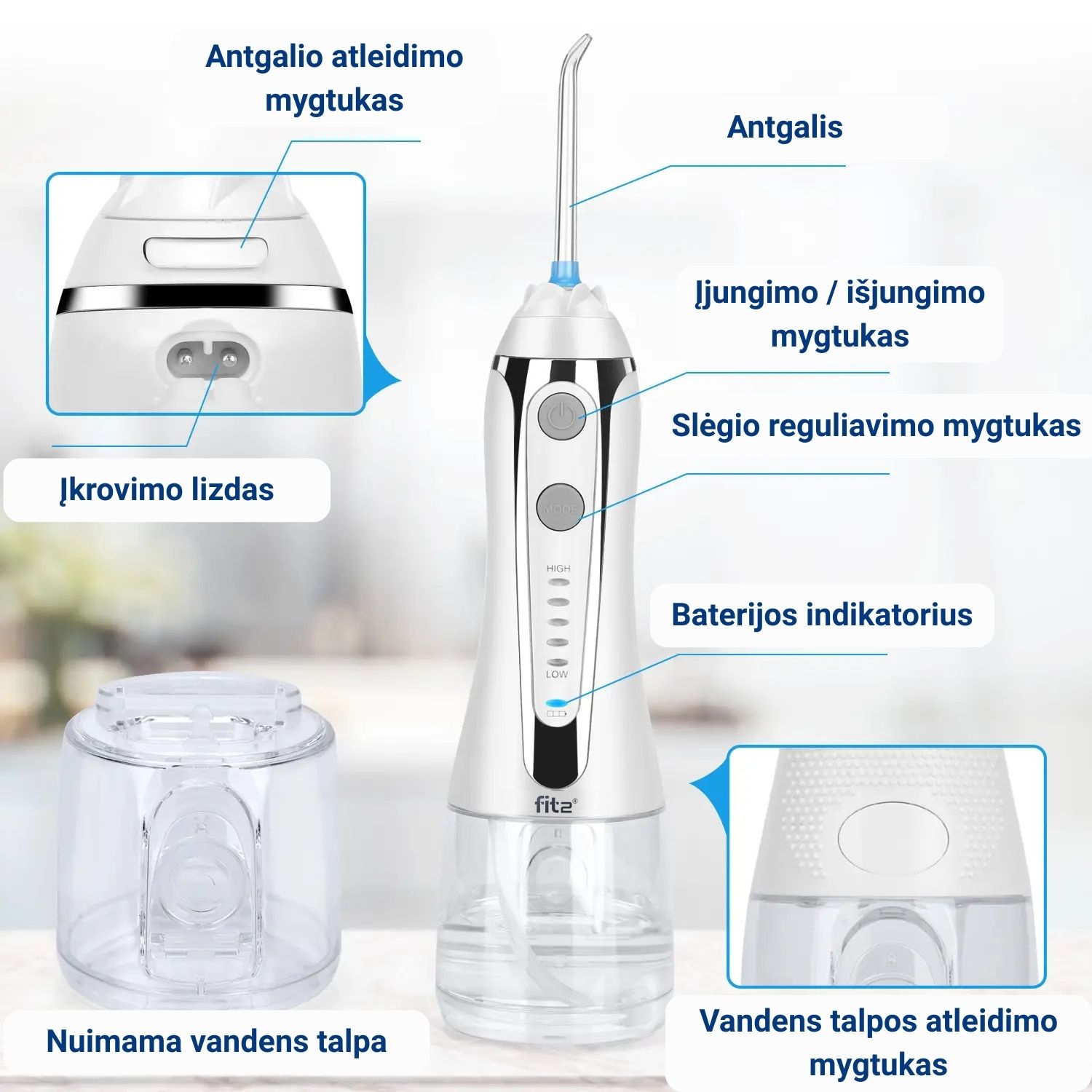  Irigatorius dantų implantų ir karūnėlių priežiūrai