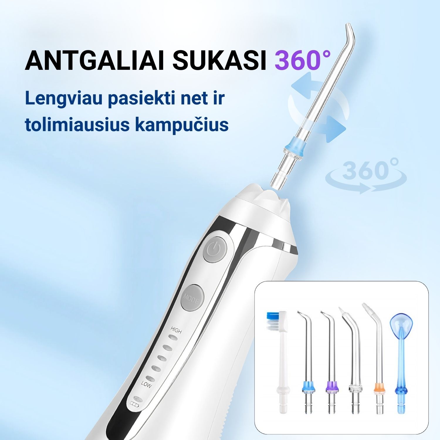 IPX7 atsparus vandeniui burnos higienos prietaisas