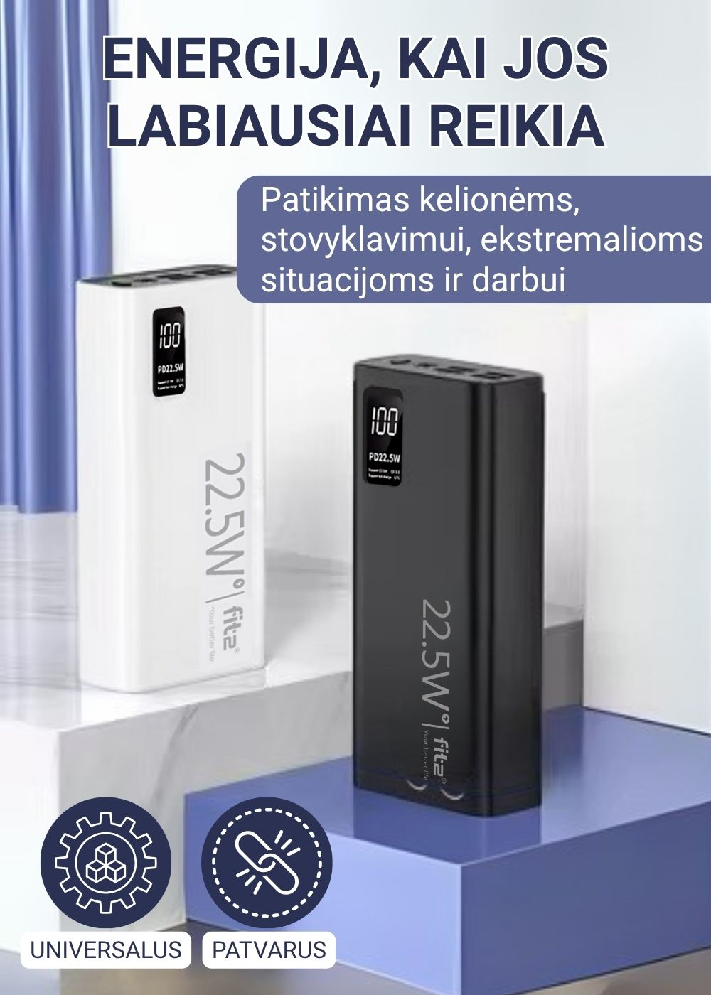 Kompaktiškas ir patikimas FIT2 K9 išorinis kroviklis su greito įkrovimo technologija